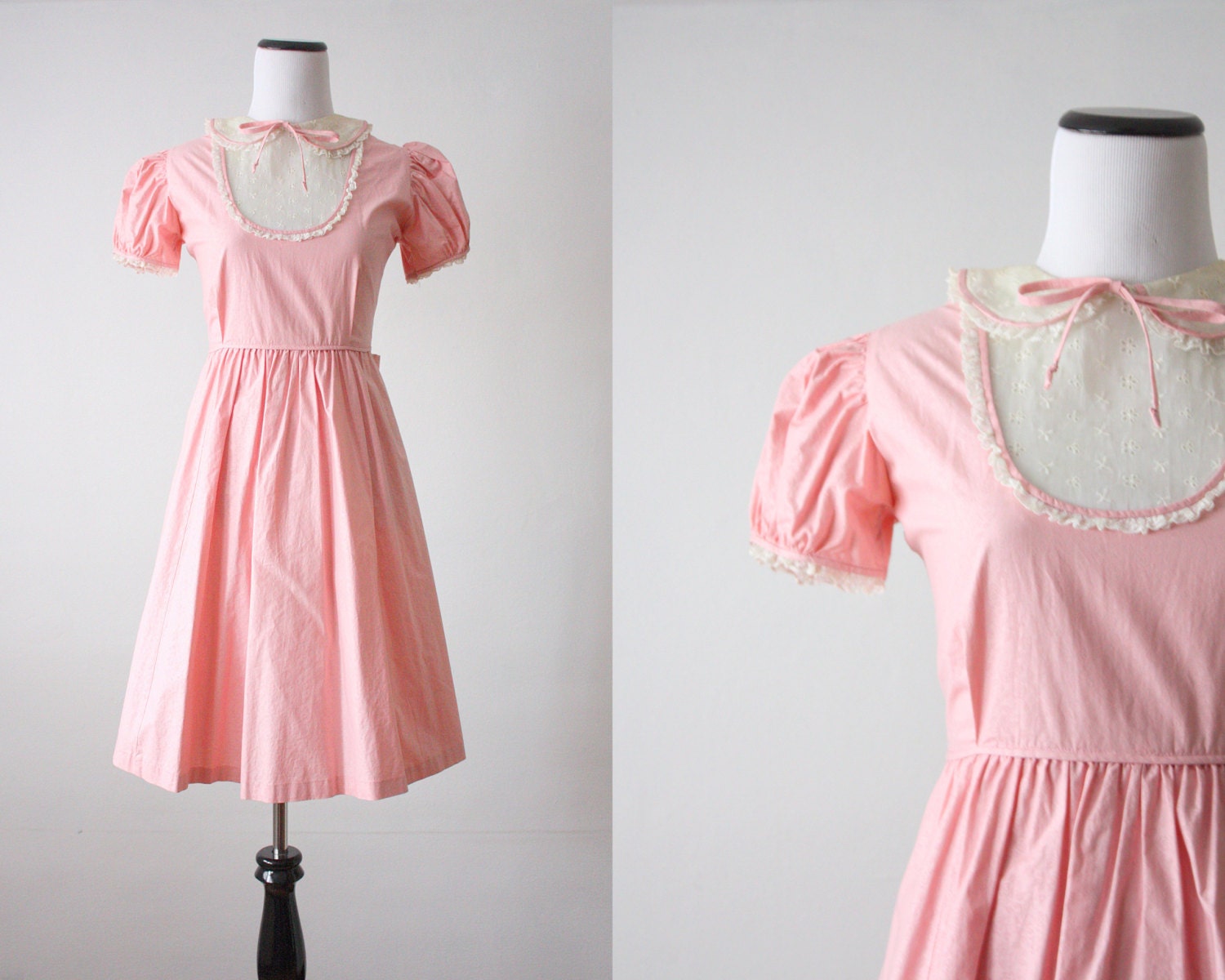 1950's dress - pink peter pan collar dress