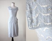 1950's ice blue wiggle dress