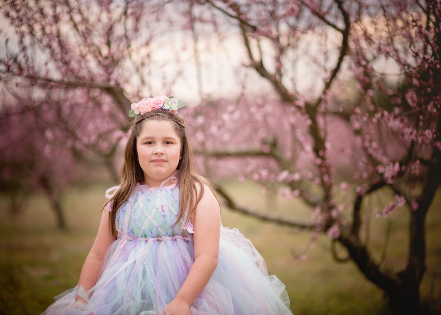 Spring flower dress, tulle dress, fairy dress, princess, birthday dress, tutu, wedding