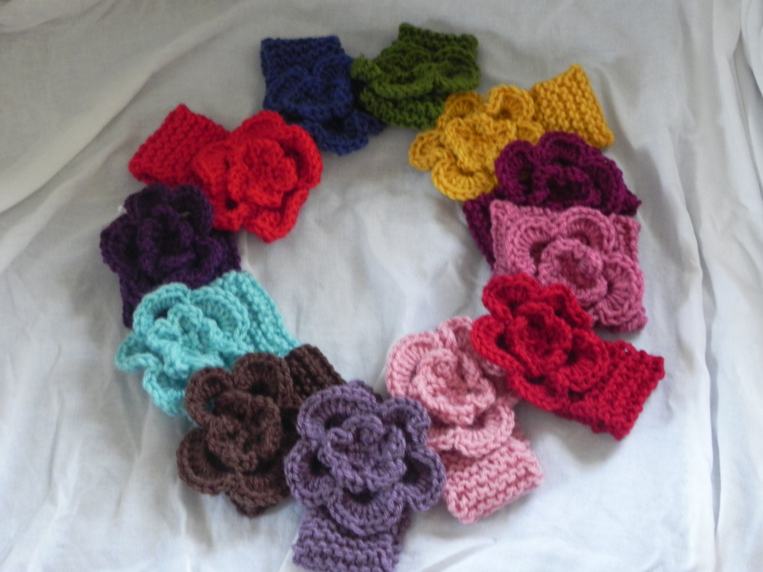 Custom Knit Earwarmer/Headband with Crochet Flower for Baby