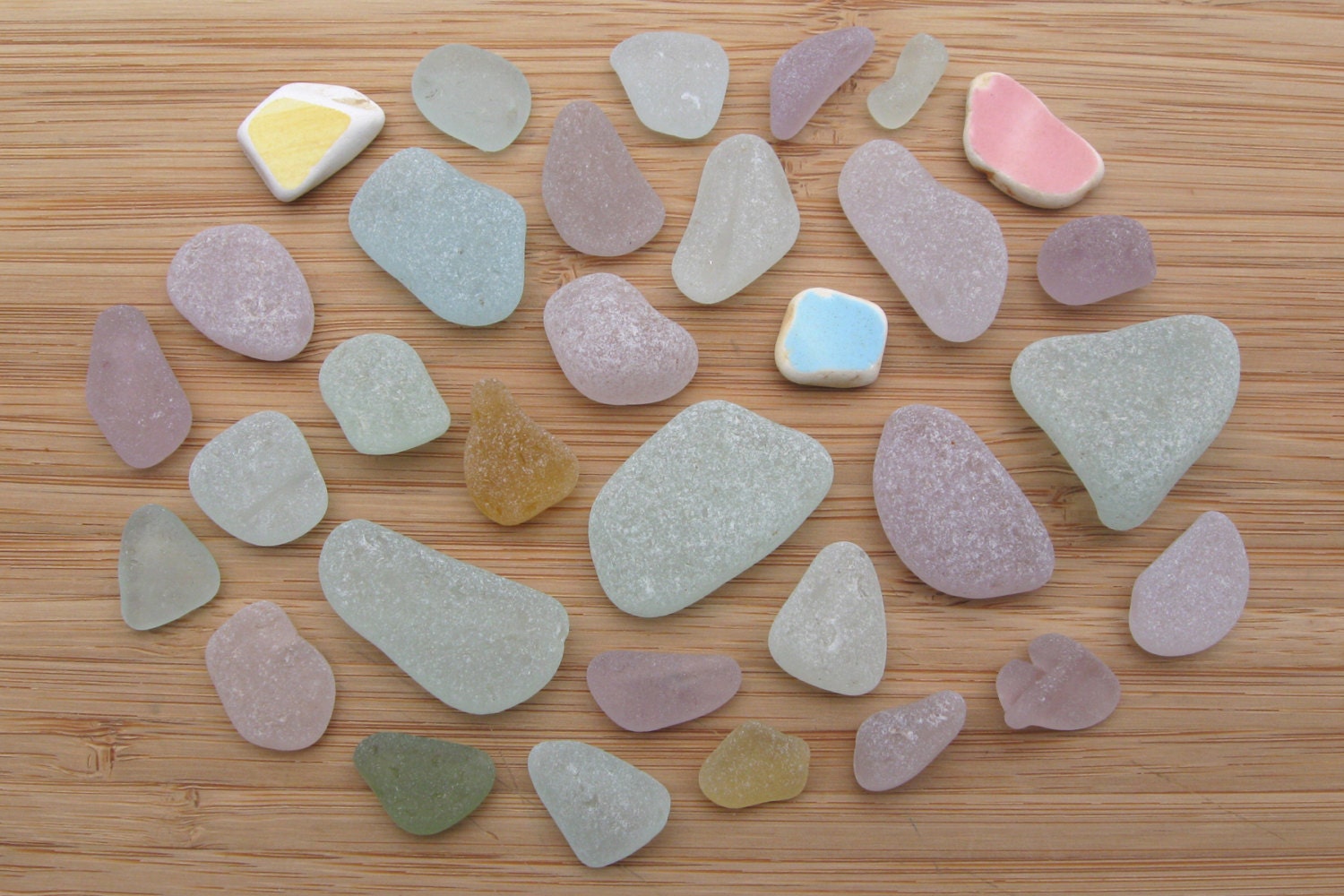 Genuine Surf Tumbled Sea Glass and Pottery Pastel Pieces for Jewelry