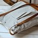 BEST SELLER Diaper bag / Messenger bag STOCKHOLM Gray  geometric nautical striped  Leather / Ikabags Featured on The Martha Stewart