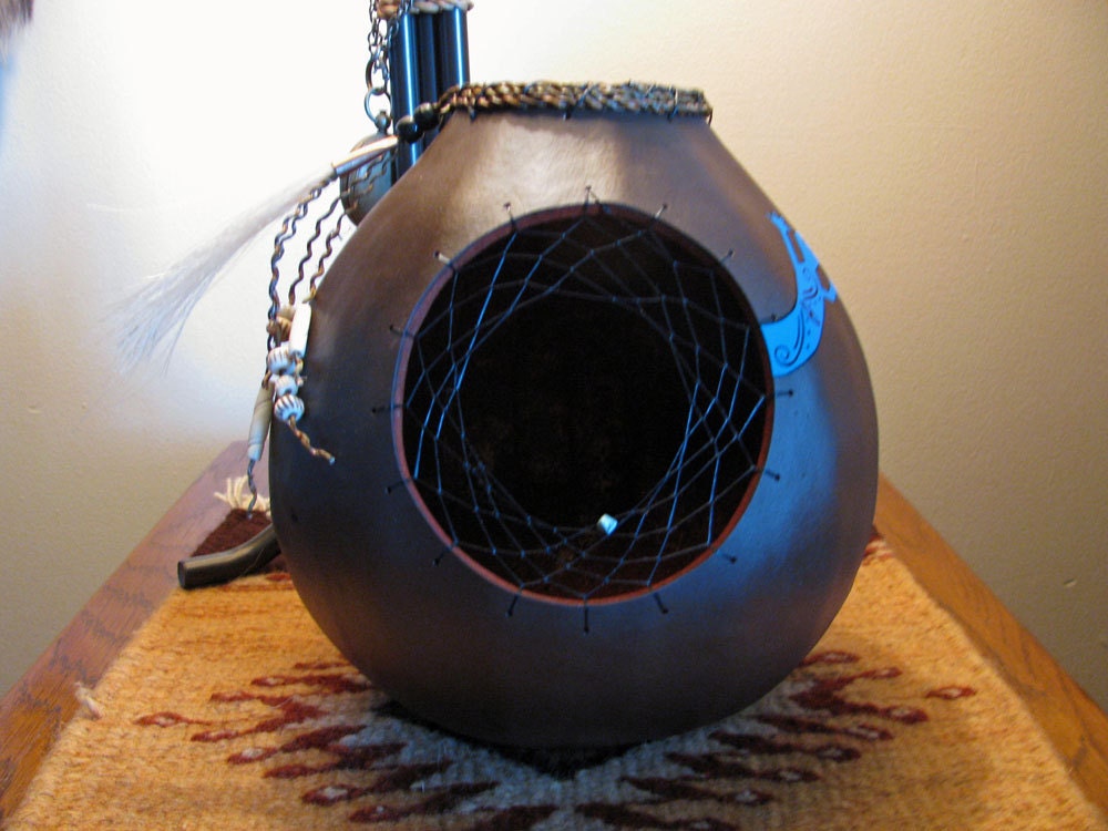 Gourd Art - Dreamcatcher Gourd with Lizard