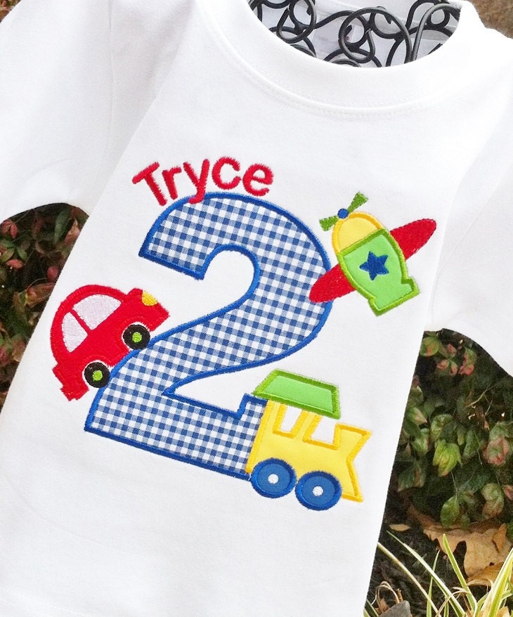 Boys Planes, Trains and  Automobile Birthday Shirt