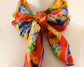 1980s Adrienne Vittadini Floral Spring Silk Scarf