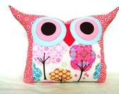 Gift/kids and baby under 25/ Pink wishes tree Owl pillow/Ready to ship