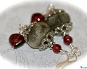 Garnet Labradorite Earrings. Victorian Inspired.