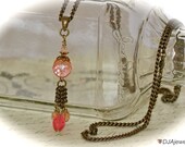 Pink Tassel Pendant Necklace. Gatsby Inspired. Antique Brass.