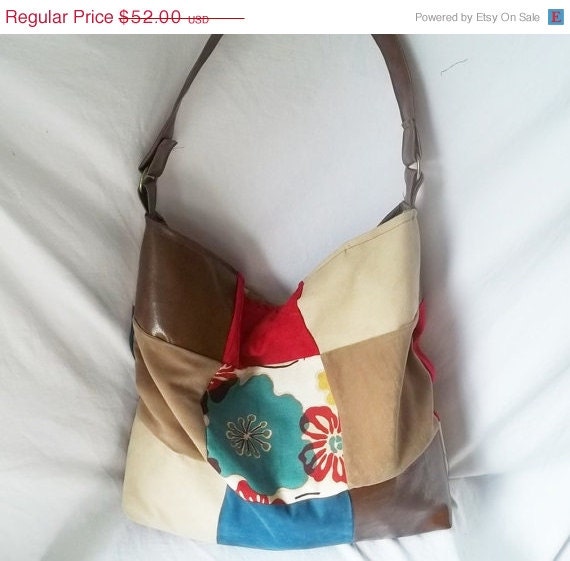 Weekend Sale - Patchwork bag - handmade slouch bag in bright colors - Large Summer bag - READY TO SHIP