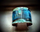 Verdigris & Blue Patina Copper Cuff - Medium