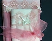 Guest Bathroom Towel Set with pink  Lace