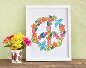 Floral Wreath Peace Sign - 11 x 14 print