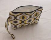 Yellow and Gray Grey fabric Cosmetic Travel Wash Bag