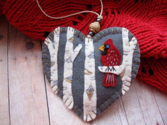 Cardinal in Birch Ornament