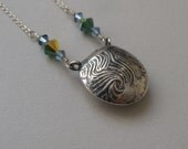 Fine Silver Open Vessel Pendant with Waves and Crystals