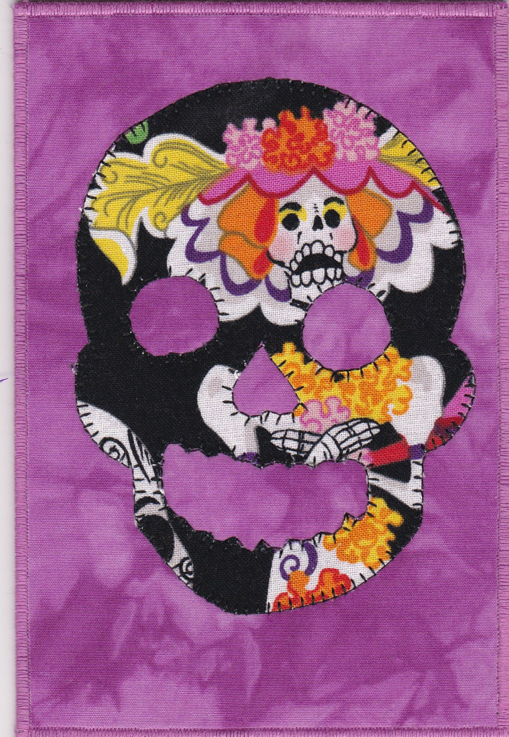 Day of the Dead Fabric Postcard