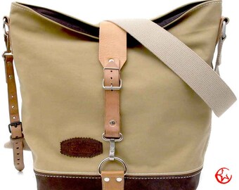 Khaki Canvas Tote // Upcycled and Handmade by peace4you - Model pauline-2092