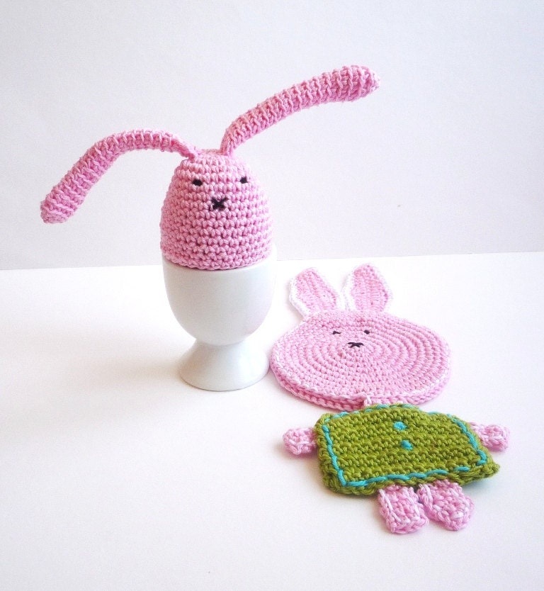 Crochet Bunny Egg Cozy, Egg warmers- Set of 2