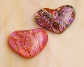 Lot of 2 Handmade Dichrocic Fused Glass Focal Cab Bead for Pendant Necklace ...hearts...