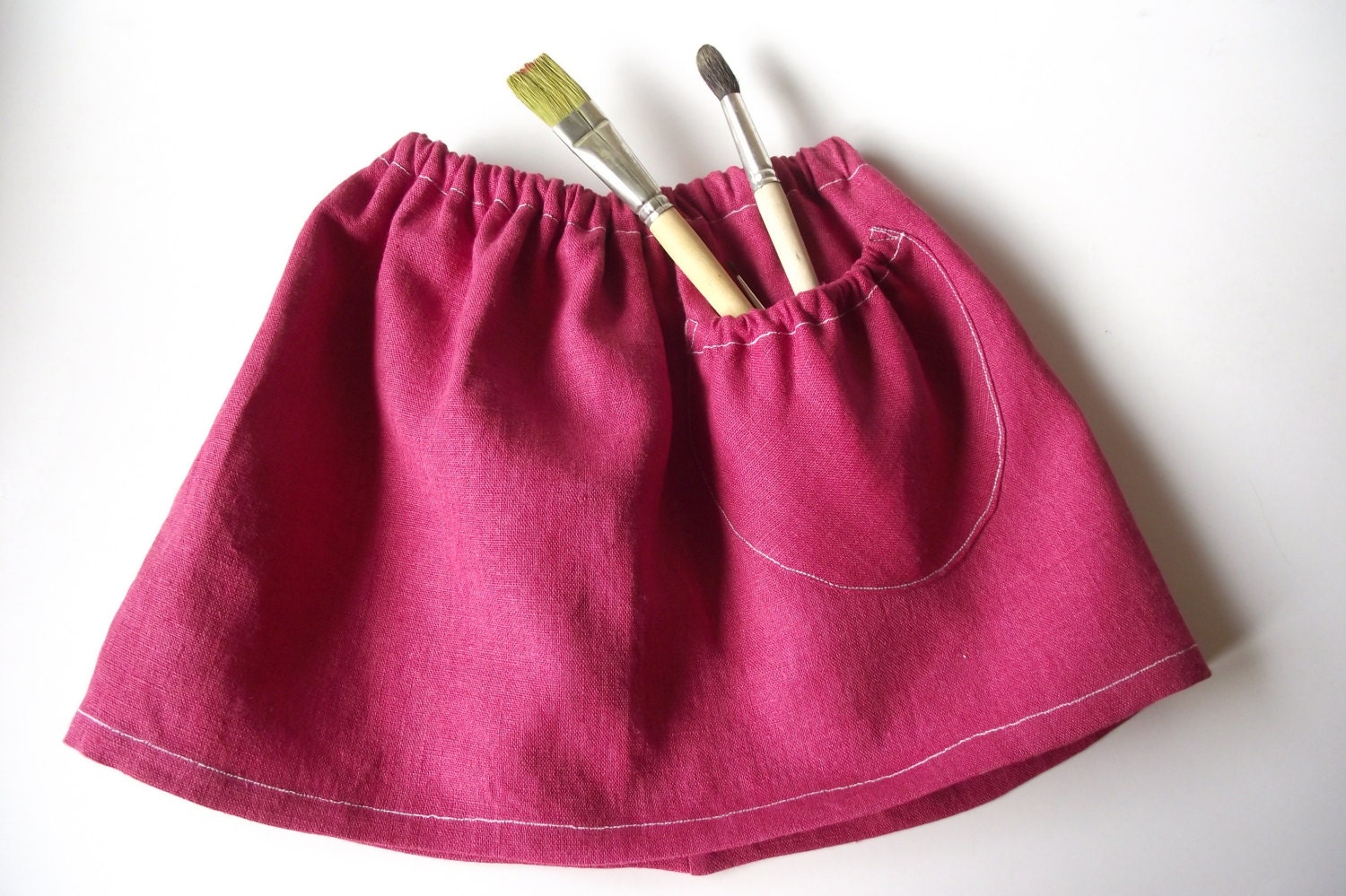 Raspberry red linen skirt