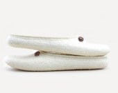 Beluga" White Felted wool slippers Handmade to Order