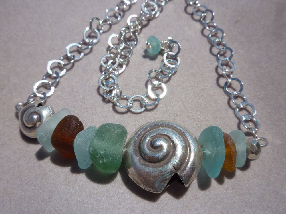 Sea Glass and Sterling Silver Necklace/Choker
