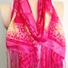 Yellow Pink Chiffon scarf shawl Tasseled