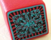 RAW Polymer Clay Cane - LARGE Handmade - Red, Turquoise, and Black - Make Clay Beads and Fashion Jewelry - bonnyblueflag RAW Polymer Clay Cane - LARGE Handmade - Red, Turquoise, and Black - Make Clay Beads and Fashion Jewelry - bonnyblueflag