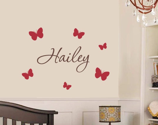 Butterfly Name Decal - Nursery Childrens Wall Decal