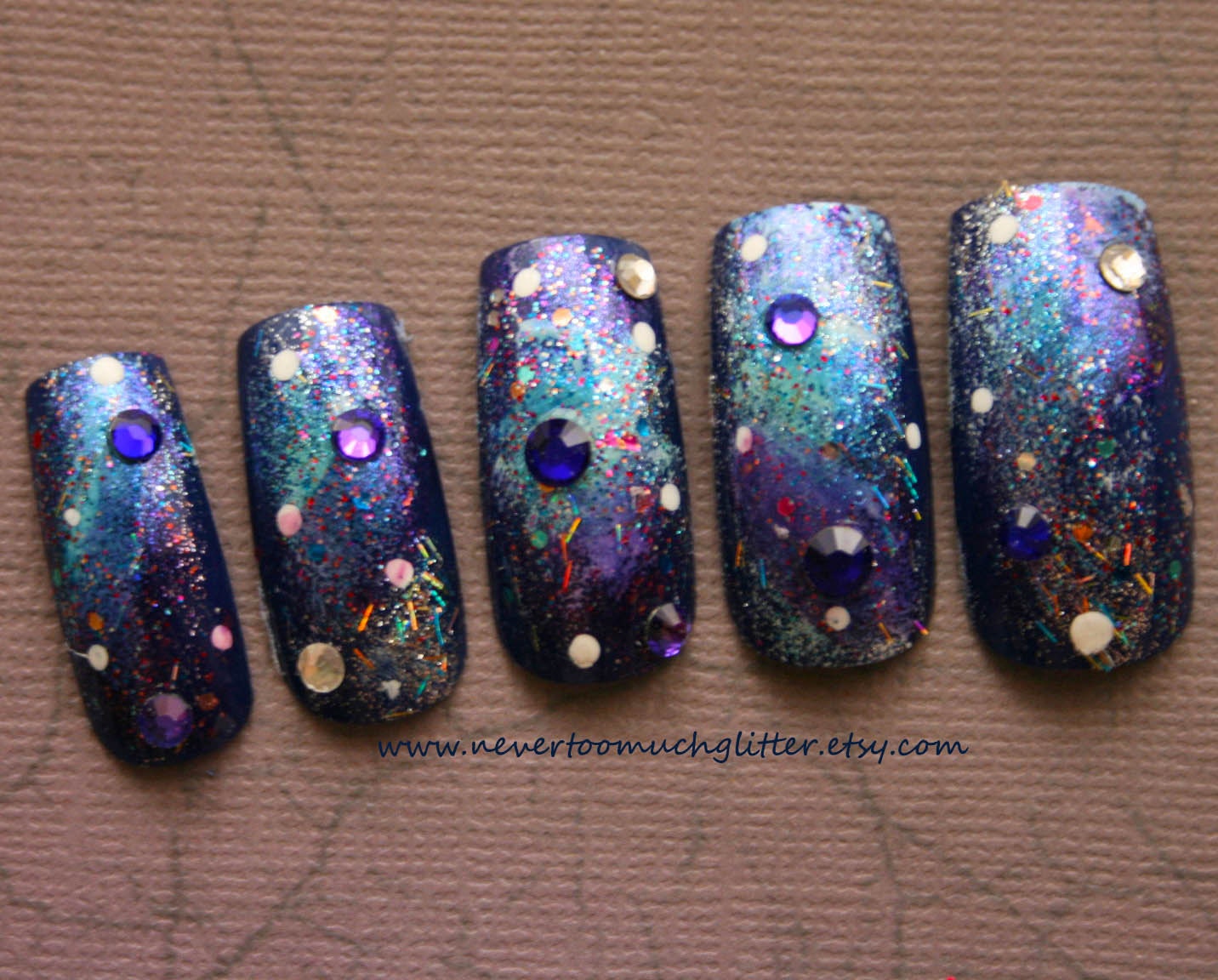 Galaxy Nail Art- In A Land Far Far Away- Galaxy Fake Nails