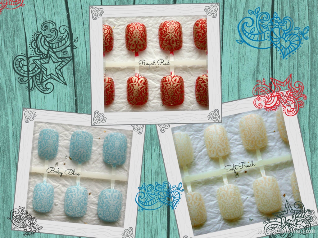 Nail Art- Florentine-Press On Nails- Choose Your Favorite Color