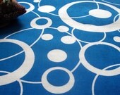 Loop da Loop - hand screen printed skinny quarter - White on Ocean Blue