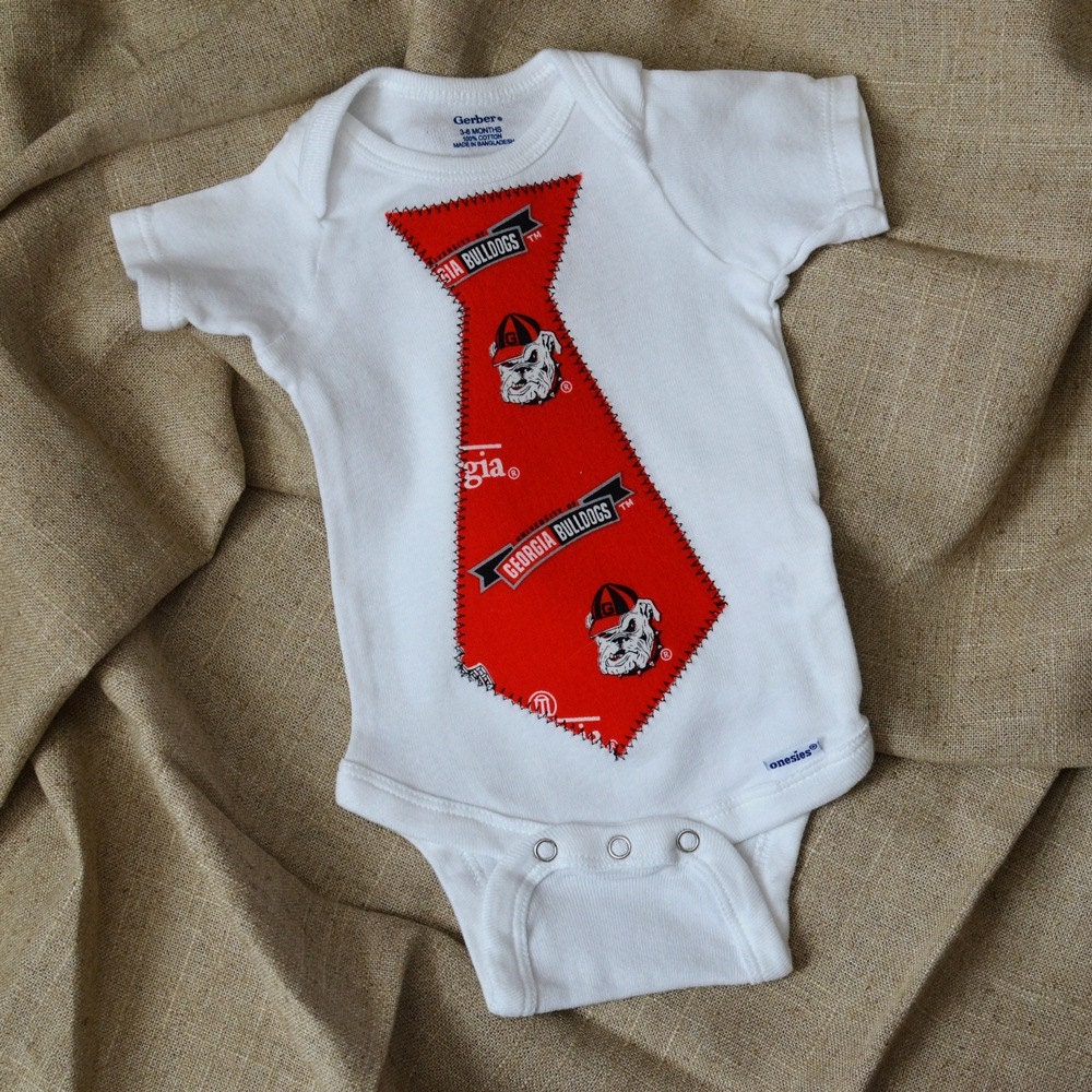 Necktie Onesie - Red Georgia Bulldog with Black Stitching (3 to 6 Months)
