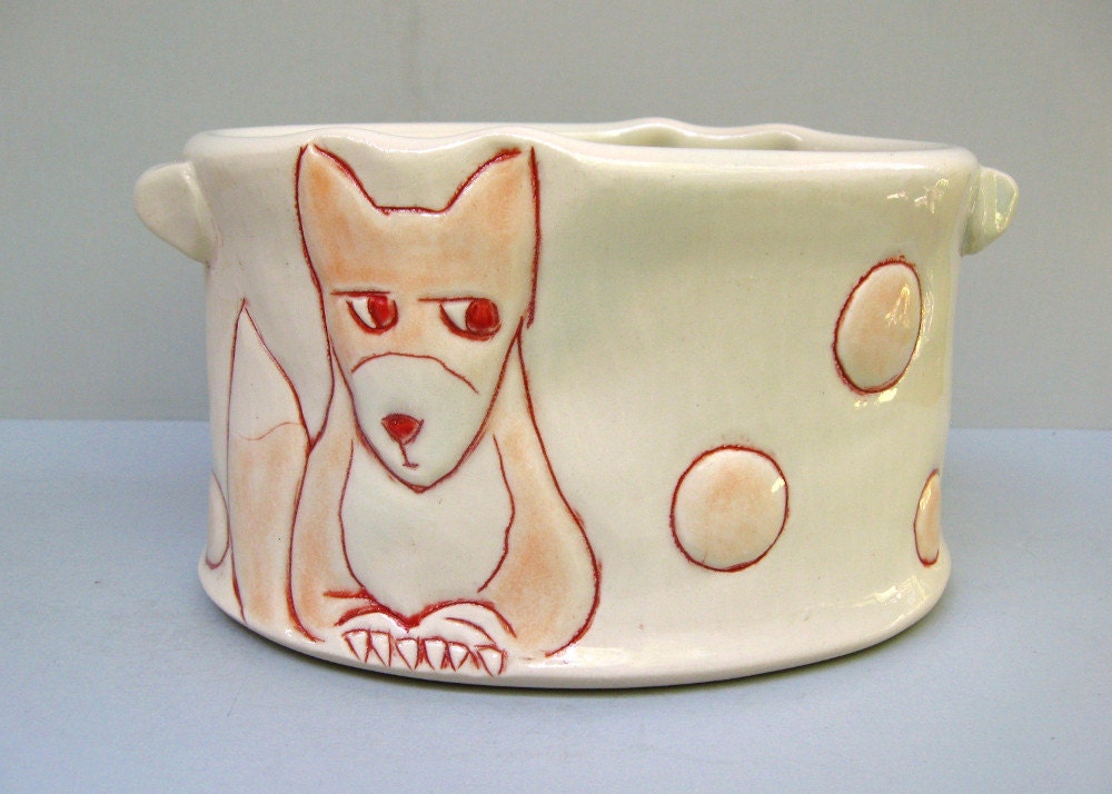 Fox Bowl, Small Oval Serving Dish Or Baker, Pale Orange