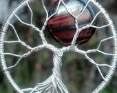 Tiger Iron Moon Tree of Life Pendant - Recycled Sterling Silver - Original Design by Ethora