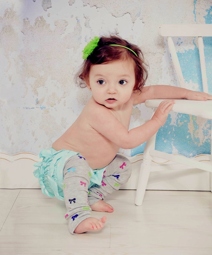 Gray Bows Baby Leg Warmers