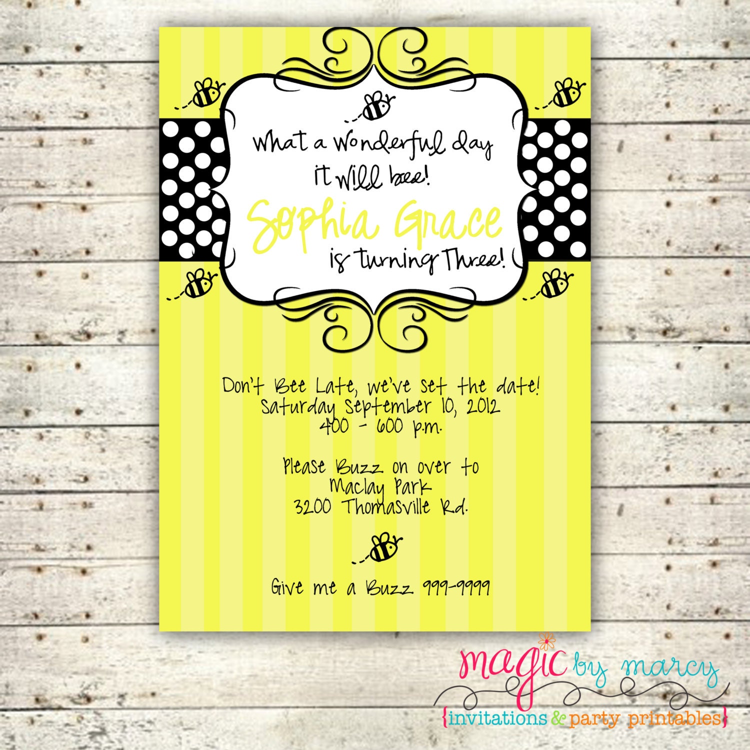 Custom Digital Printable Bumblebee Birthday Invitation Il_170x135