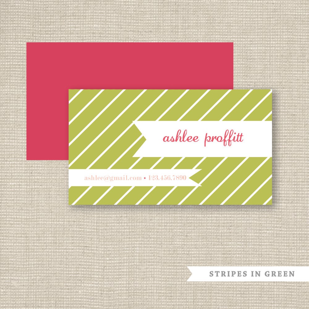 Business Card, Calling Card, Mommy Card - Bright Stripes