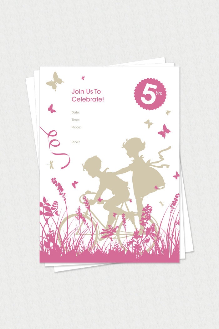 Instant Download - Printable Children's 5th Birthday Invitation