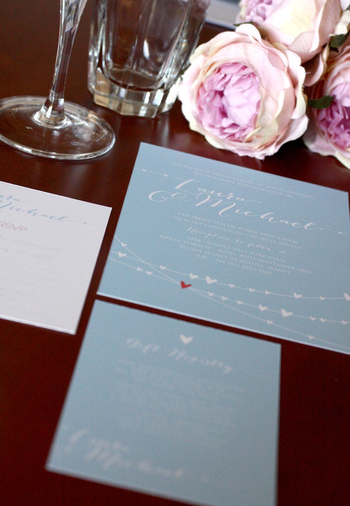 Printable Wedding Invitation Suite With Heart Bunting