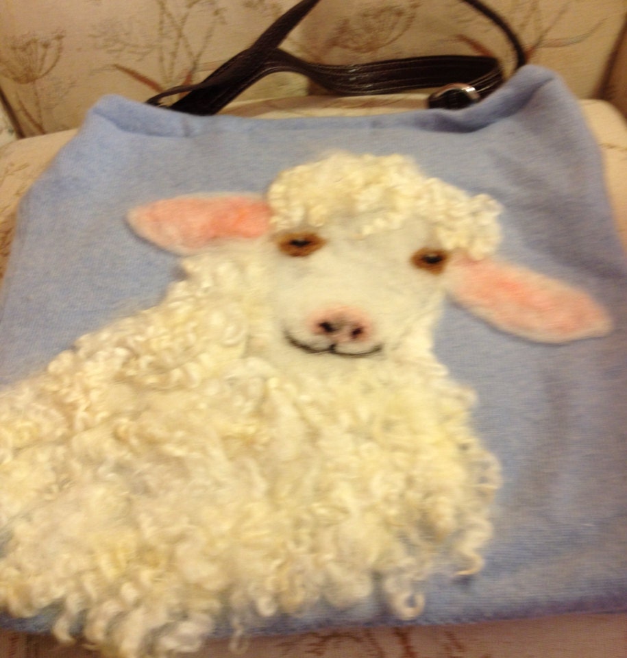 Light Blue Cashmere Sheep Purse