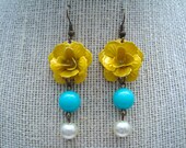 Vintage yellow flower dangles