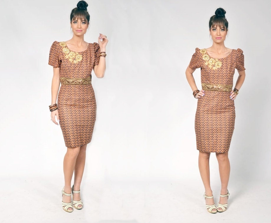 African Print Vintage Inspired Secretary Sundress by J Pearl Couture size medium