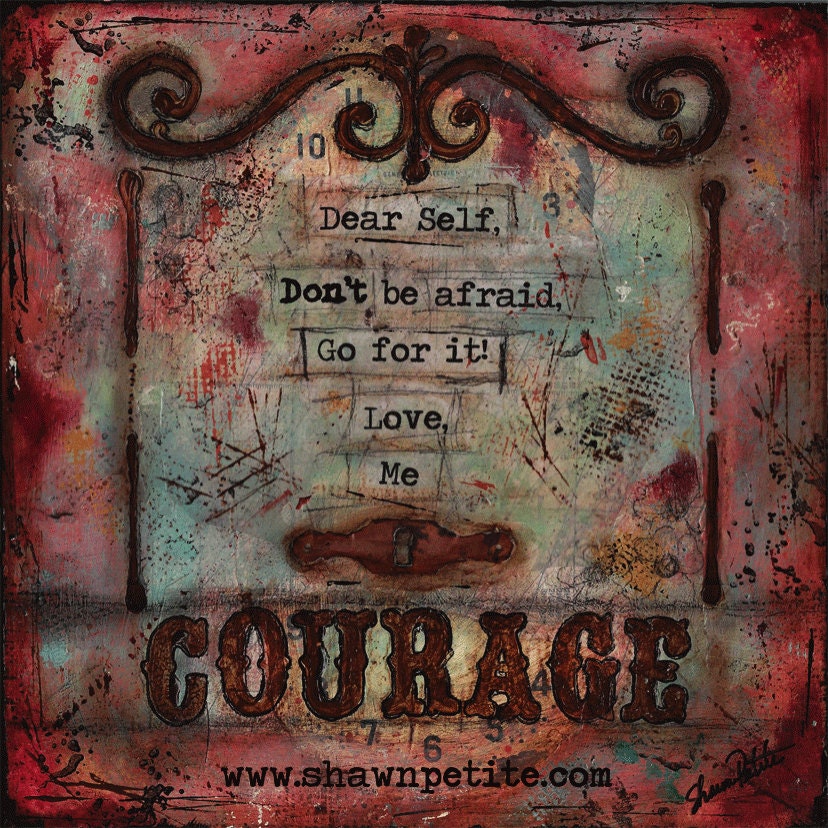 8x10 mixed media original on wood Titled Courage