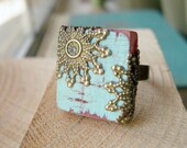 Cottage Chic Cockatoo Adjustable Scrabble Tile Ring - The Majestic