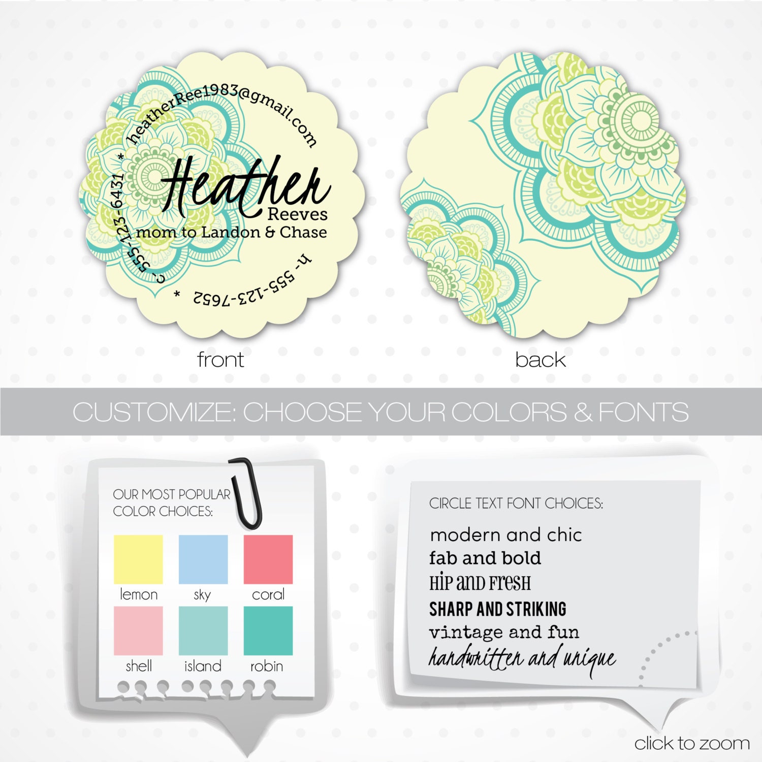 Geometric Bloom - custom contact / calling cards for moms, blogs and businesses.