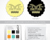 Wedding Stickers or tags // choose up to four different color schemes per order // Design- Mod Last Initial, Chevron, Quantity- 44