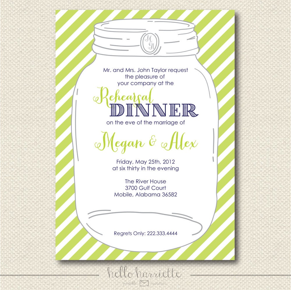 PRINTABLE Mason Jar Rehearsal Dinner Invite