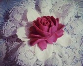 The Frilly Chantilly- teacup Rose & Lace hair adornment