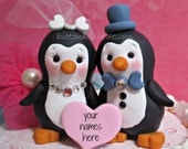 Funny Cute Penguin Bird Wedding Cake Topper